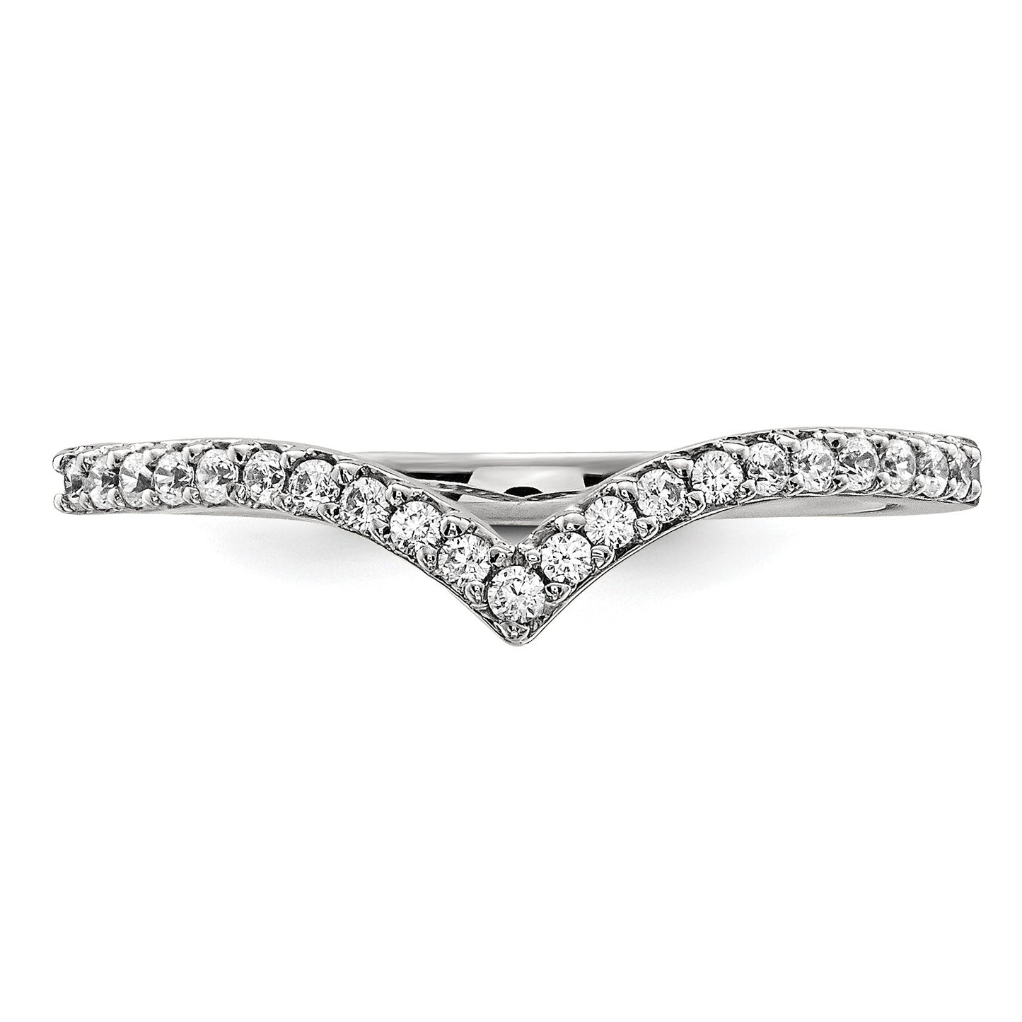14k White Gold 1.5mm 1/6 carat Diamond V-Shape Band