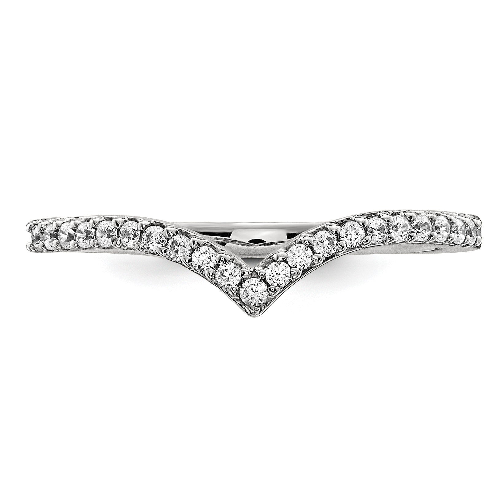 14k White Gold 1.5mm 1/6 carat Diamond V-Shape Band