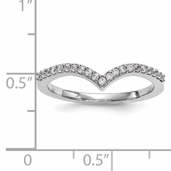 14k White Gold 1.5mm 1/6 carat Diamond V-Shape Band