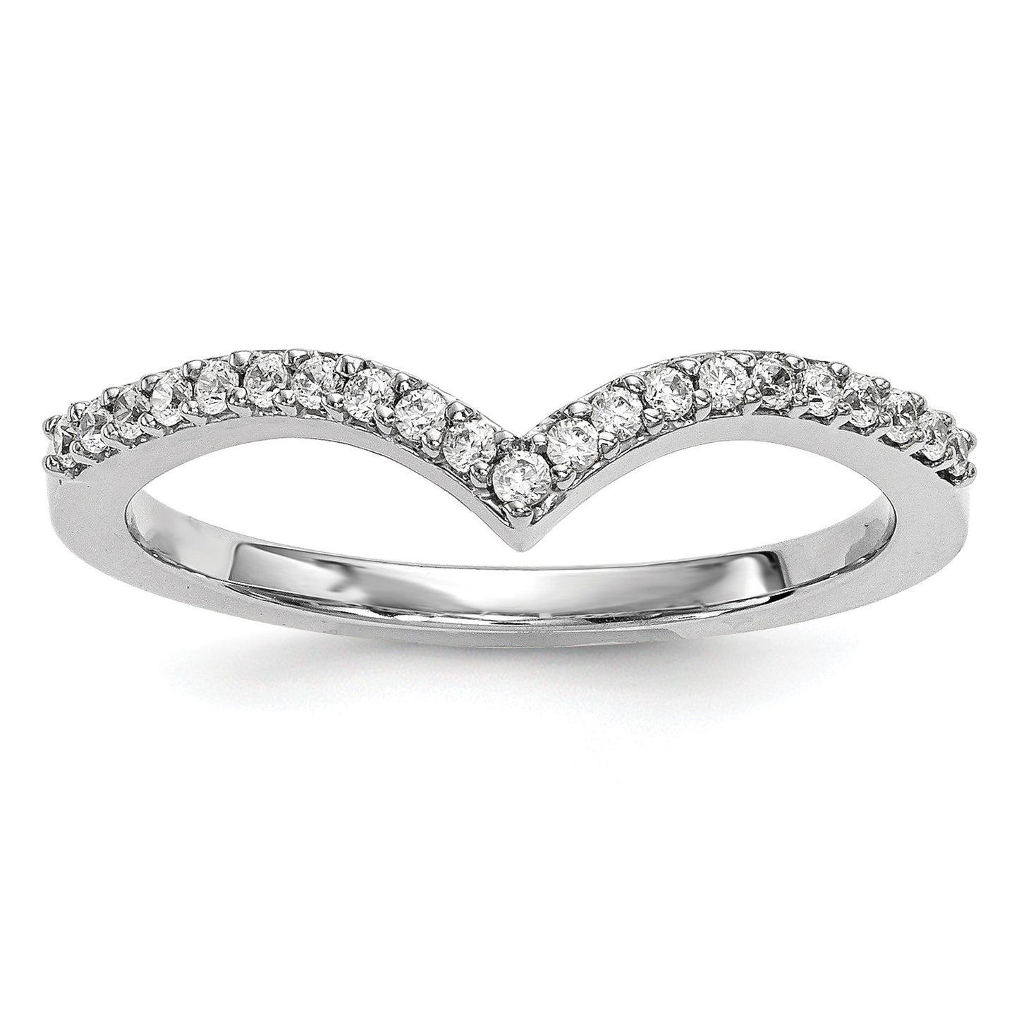 14k White Gold 1.5mm 1/6 carat Diamond V-Shape Band