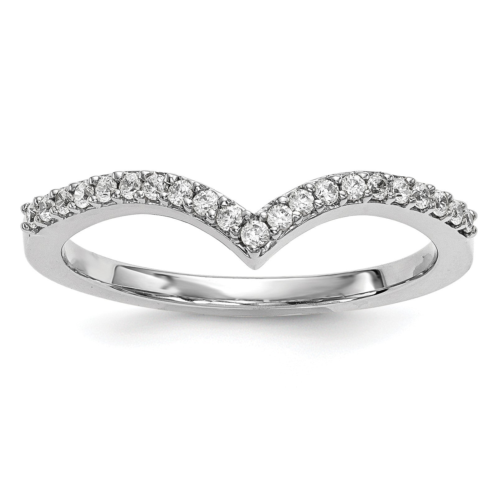 14k White Gold 1.5mm 1/6 carat Diamond V-Shape Band