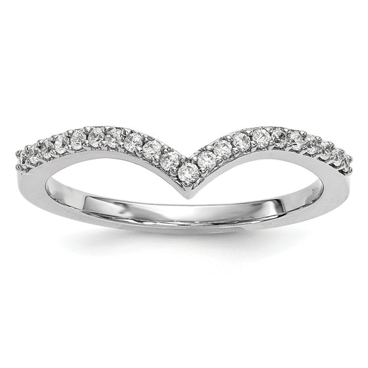 14k White Gold 1.5mm 1/6 carat Diamond V-Shape Band