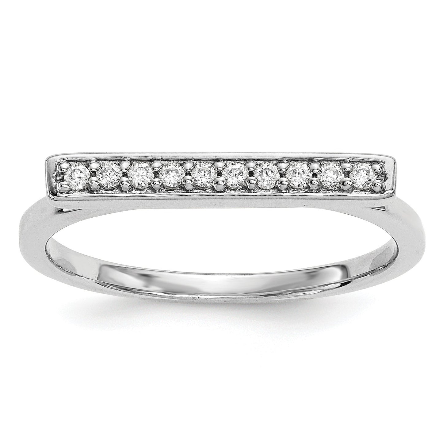 14k White Gold 1/10 carat Diamond Bar Ring