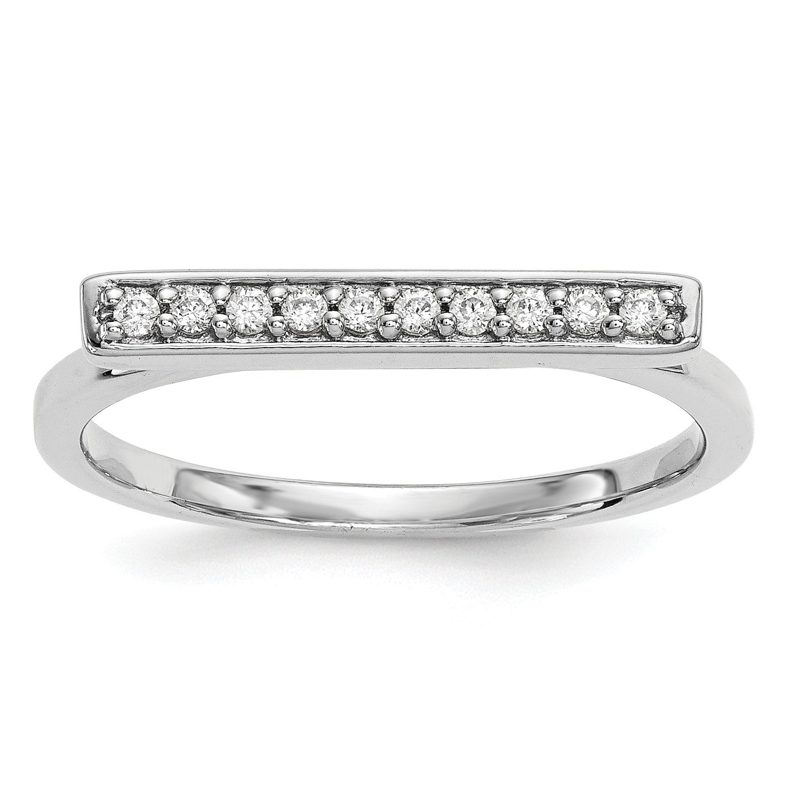 14k White Gold 1/10 carat Diamond Bar Ring