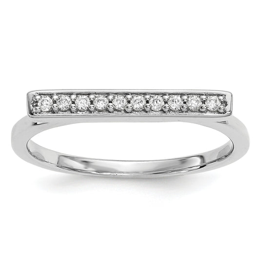 14k White Gold 1/10 carat Diamond Bar Ring