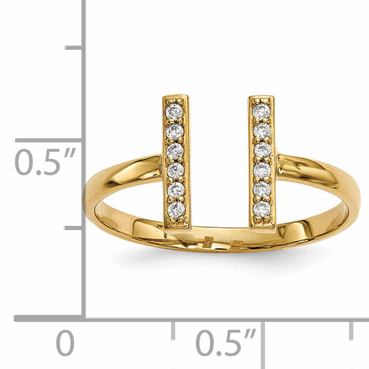 14k 1/10 carat Diamond Double Bar Ring