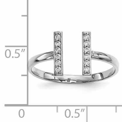 14k White Gold 1/10 carat Diamond Double Bar Ring