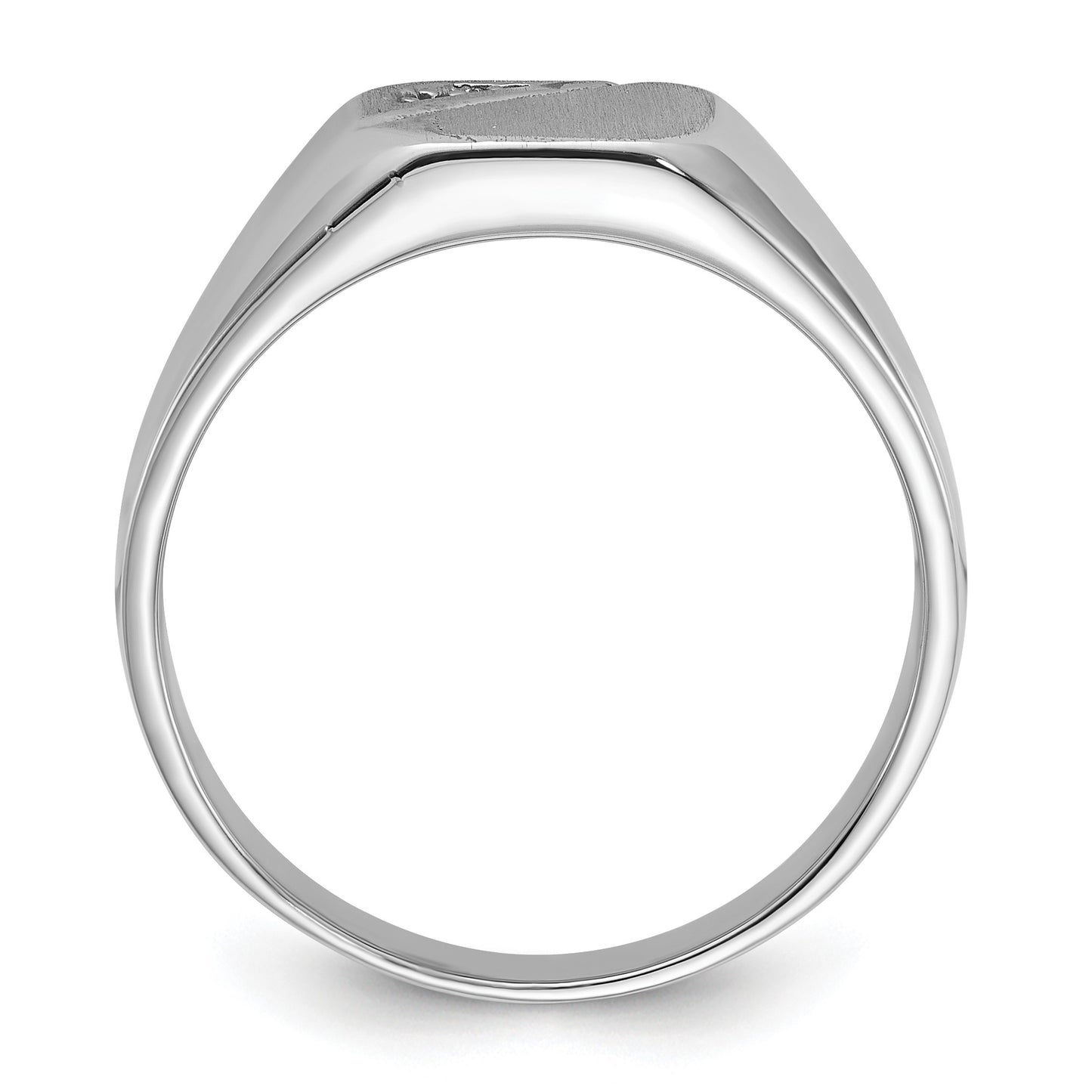 14k White Gold Holds 2-1.3mm Diamonds 10.0x9.0mm Octagon Open Back Signet Ring Mounting