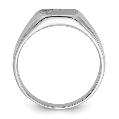 14k White Gold Holds 2-1.3mm Diamonds 10.0x9.0mm Octagon Open Back Signet Ring Mounting