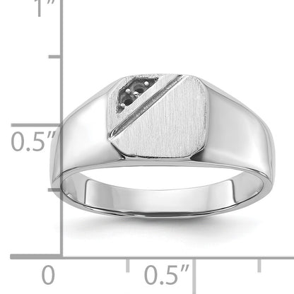 14k White Gold Holds 2-1.3mm Diamonds 10.0x9.0mm Octagon Open Back Signet Ring Mounting