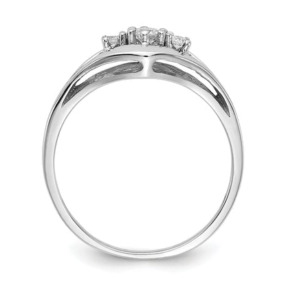 14k White Gold Polished 3-Stone 1/8 carat AA Diamond Ring