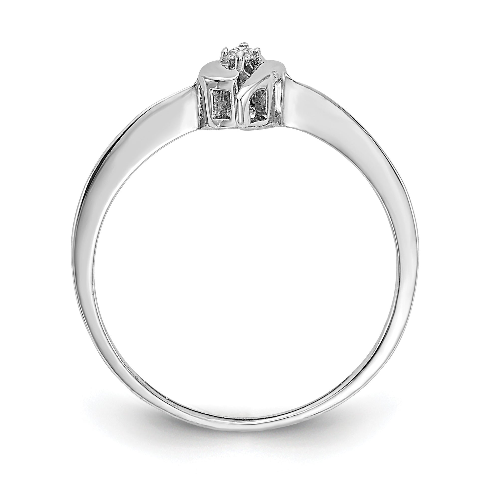 14k White Gold Polished AA Diamond Ring