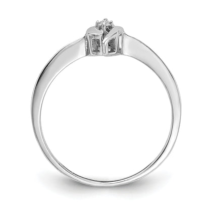 14k White Gold Polished AA Diamond Ring