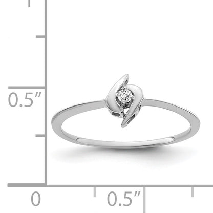 14k White Gold Polished AA Diamond Ring