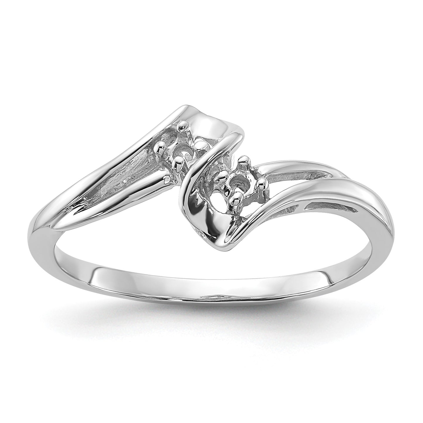 14k White Gold .05ct. Diamond 2-Stone Bypass Ring Mounting