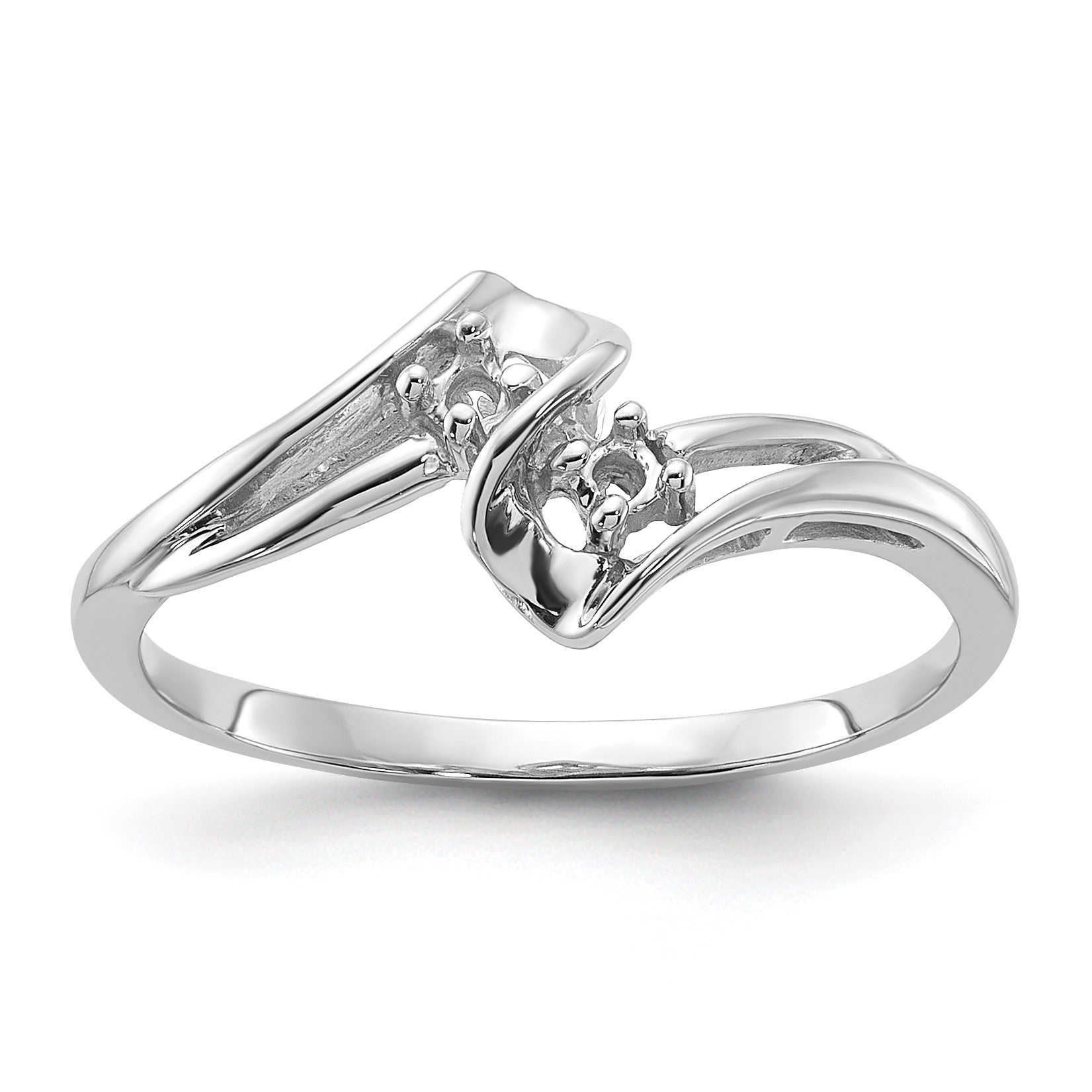 14k White Gold .05ct. Diamond 2-Stone Bypass Ring Mounting