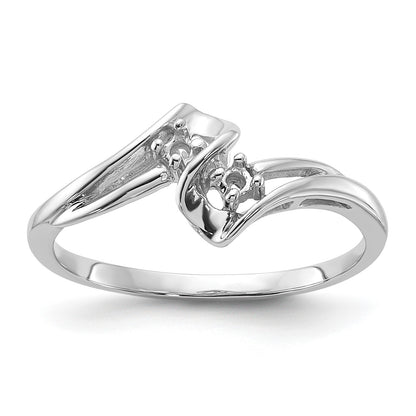 14k White Gold .05ct. Diamond 2-Stone Bypass Ring Mounting