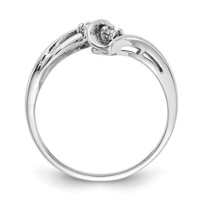 14k White Gold 2-Stone 1/20 carat AA Diamond Bypass Ring