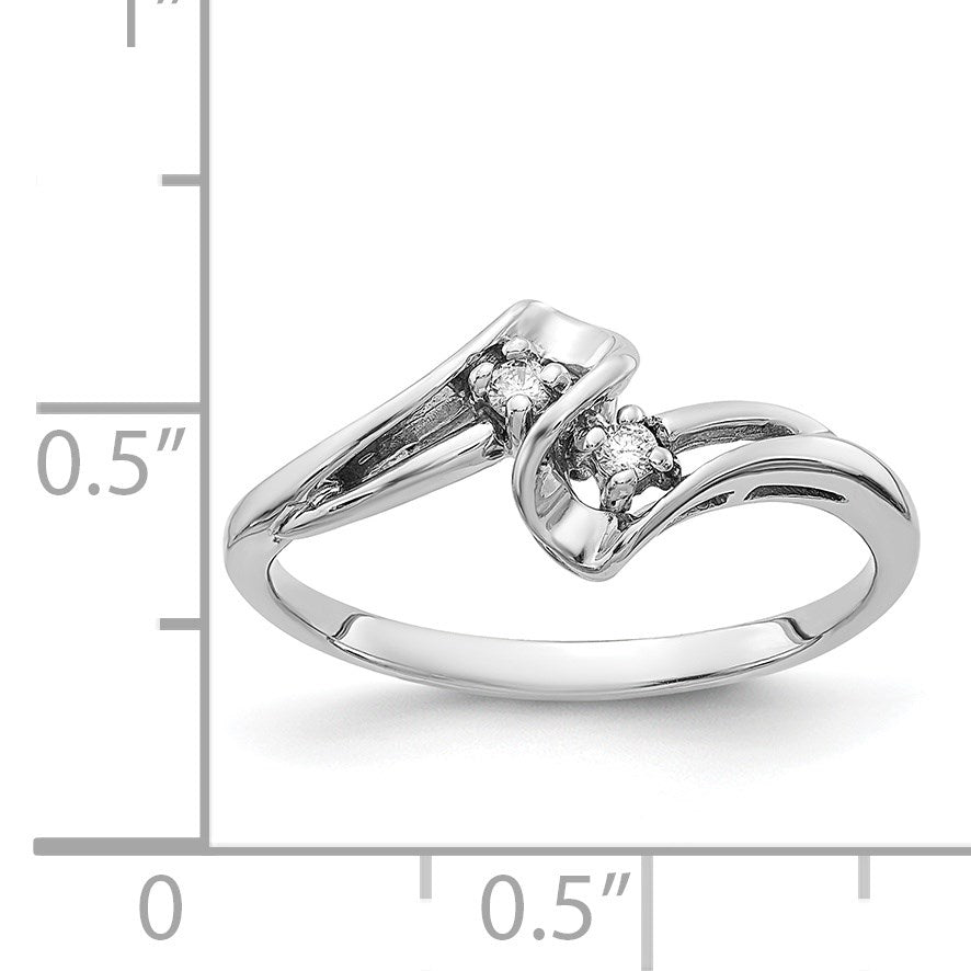 14k White Gold 2-Stone 1/20 carat AA Diamond Bypass Ring