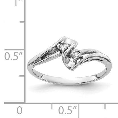 14k White Gold 2-Stone 1/20 carat AA Diamond Bypass Ring