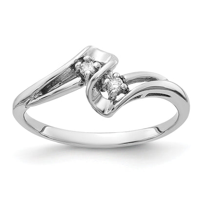 14k White Gold 2-Stone 1/20 carat AA Diamond Bypass Ring