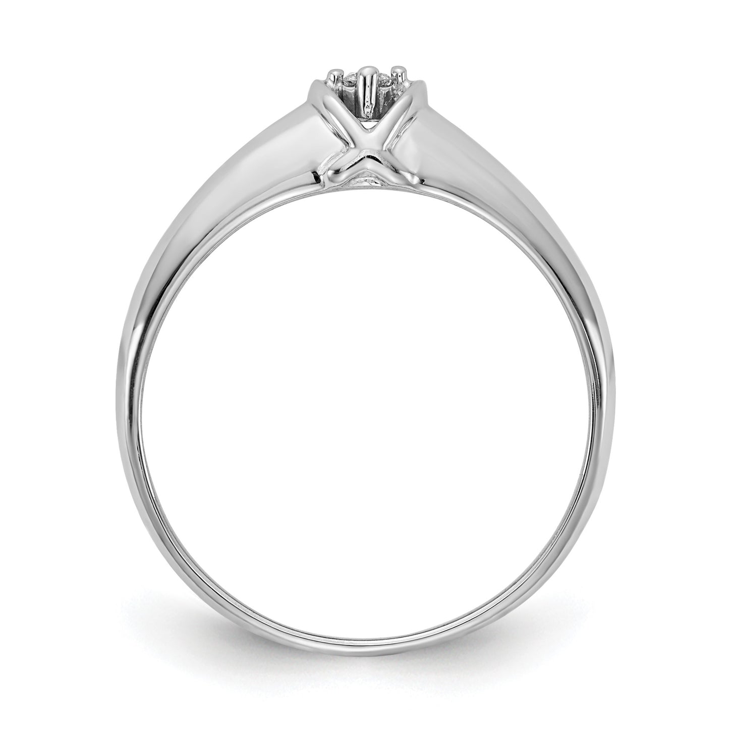 14k White Gold Polished AA Diamond Ring