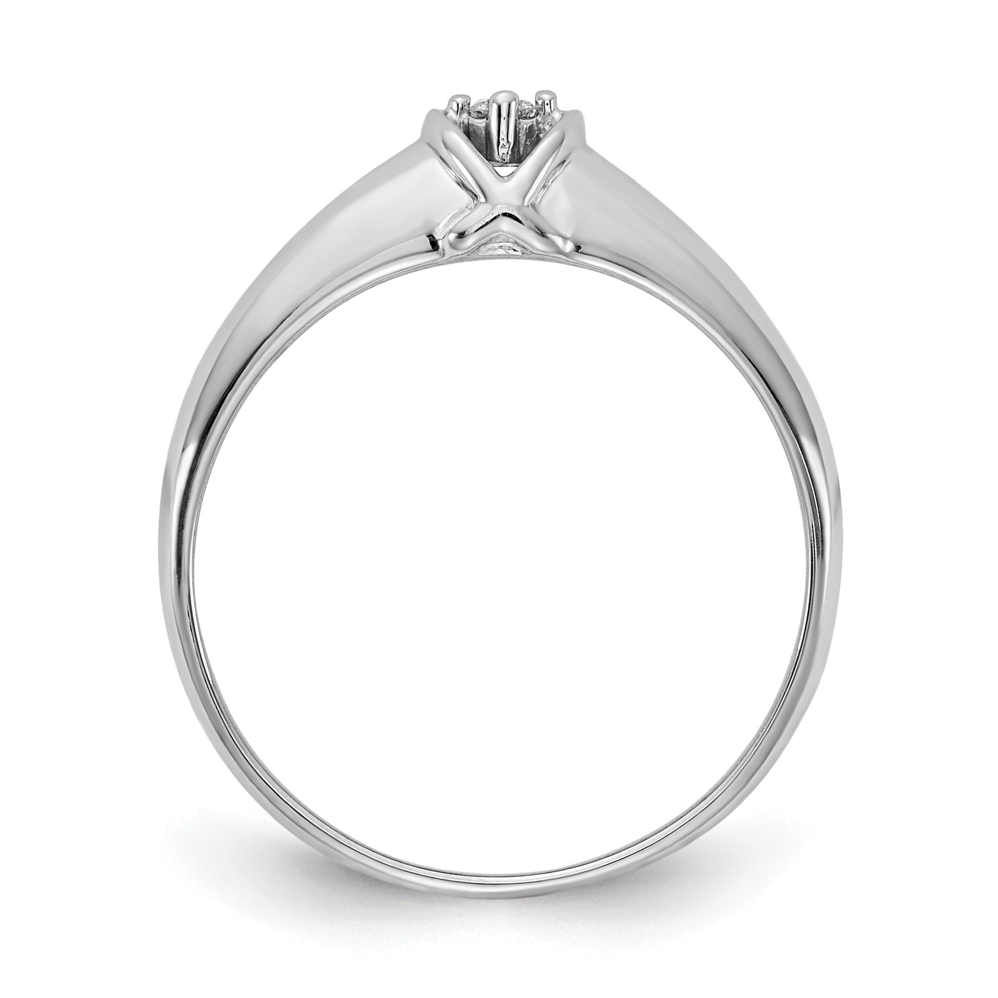 14k White Gold Polished AA Diamond Ring