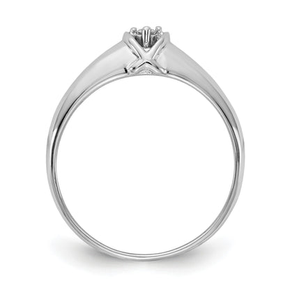 14k White Gold Polished AA Diamond Ring