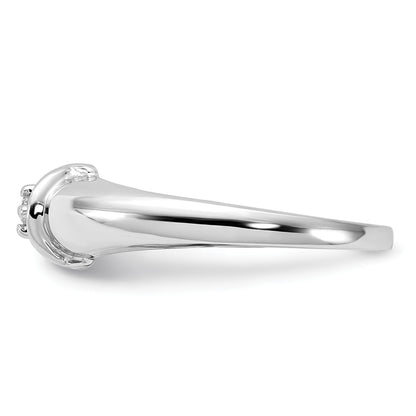 14k White Gold Polished AA Diamond Ring
