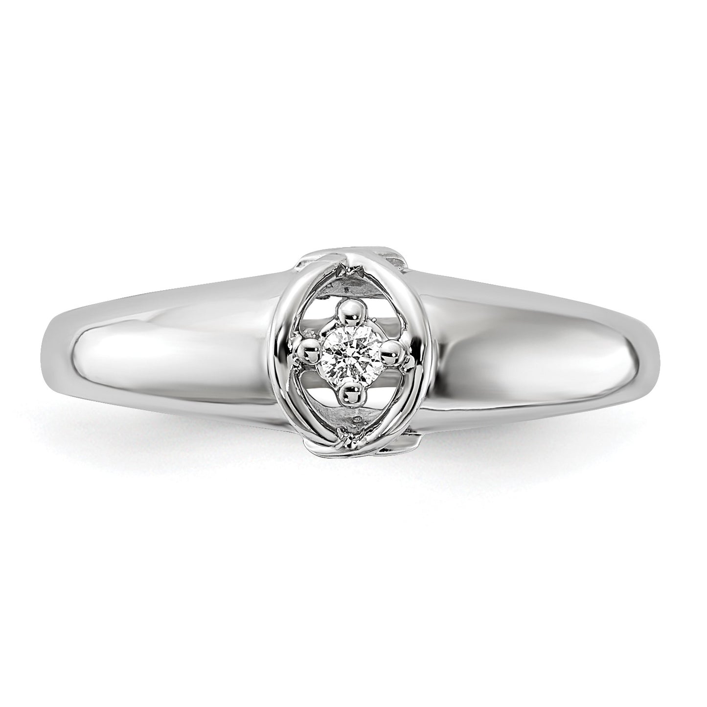14k White Gold Polished AA Diamond Ring