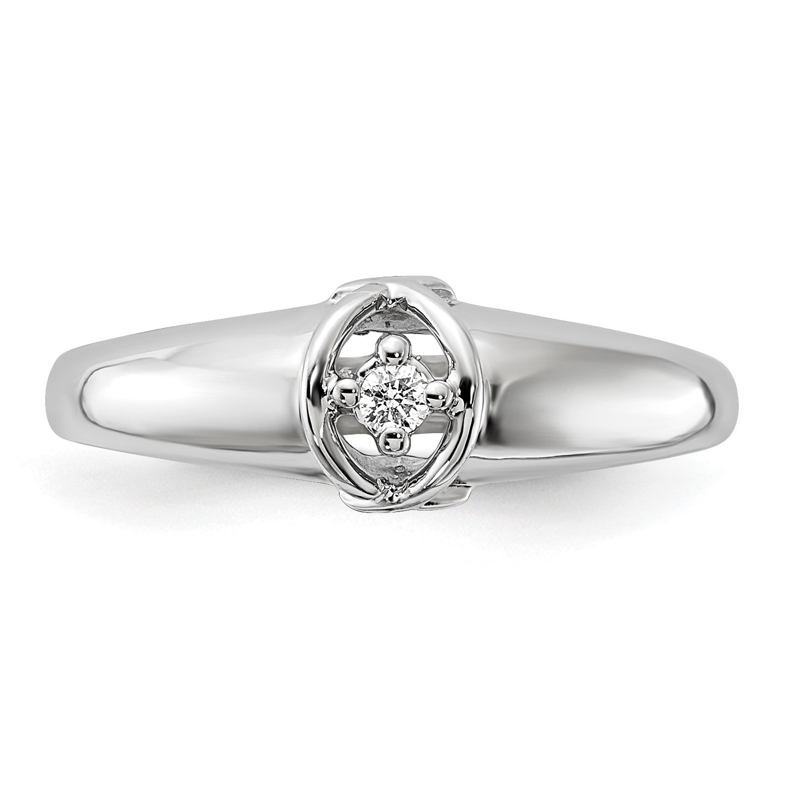 14k White Gold Polished AA Diamond Ring