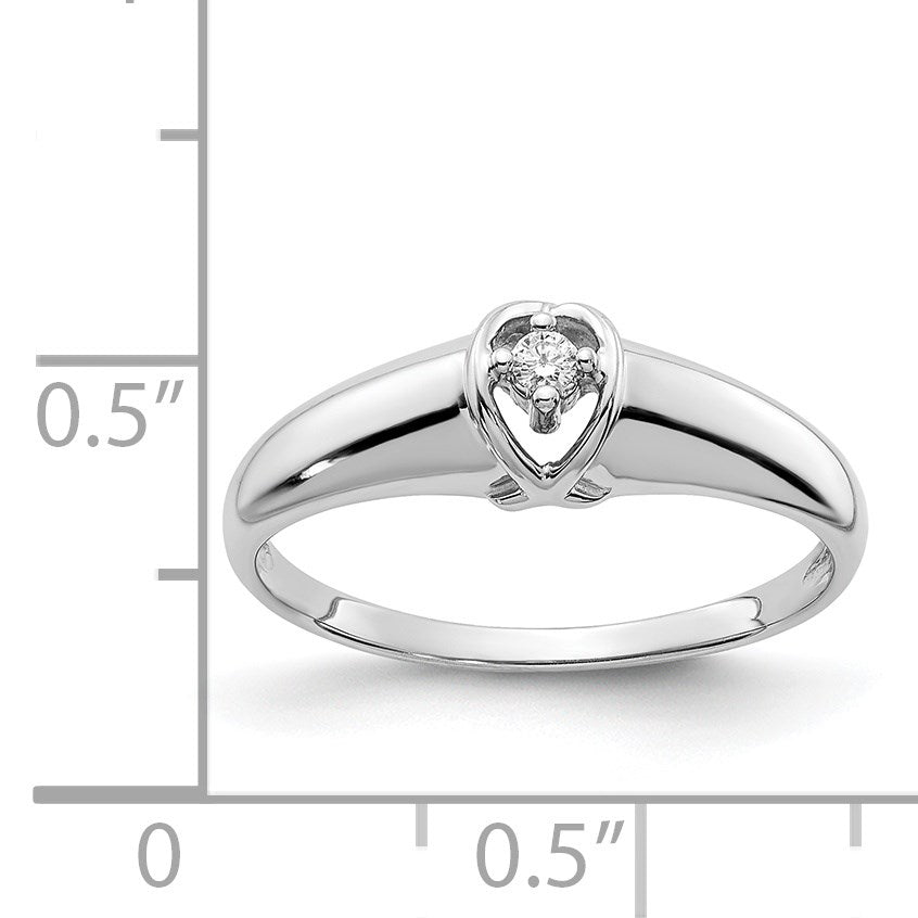 14k White Gold Polished AA Diamond Ring