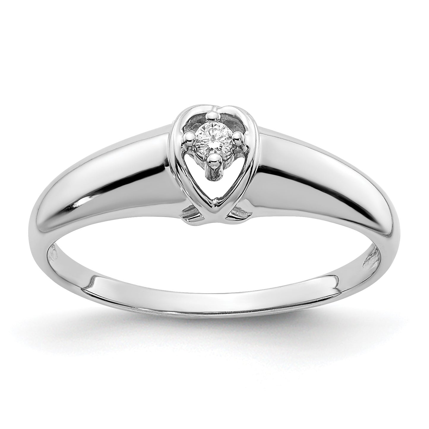 14k White Gold Polished AA Diamond Ring