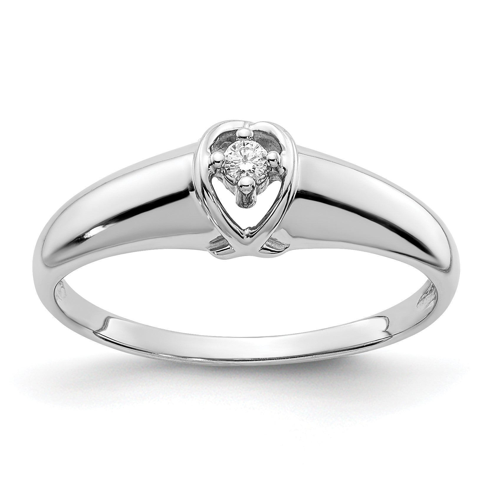 14k White Gold Polished AA Diamond Ring