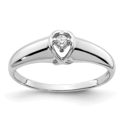 14k White Gold Polished AA Diamond Ring