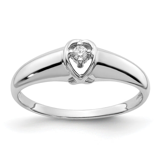 14k White Gold Polished AA Diamond Ring