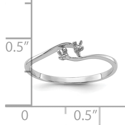 14k White Gold Polished .03ct. Diamond 2-Stone Ring Mounting