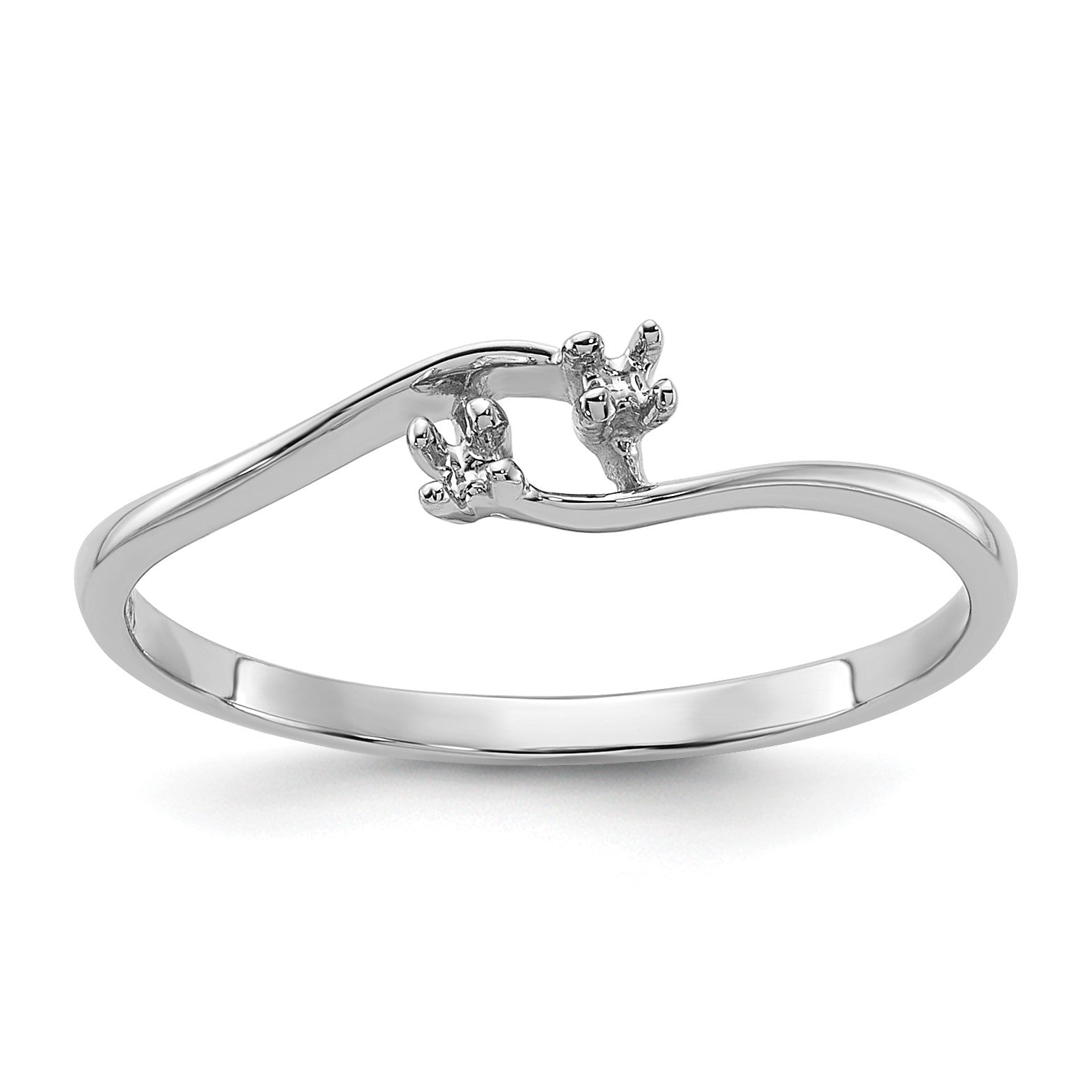 14k White Gold Polished .03ct. Diamond 2-Stone Ring Mounting