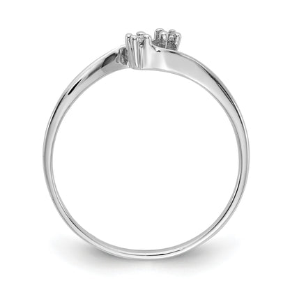 14k White Gold Polished 2-Stone AA Diamond Bypass Ring