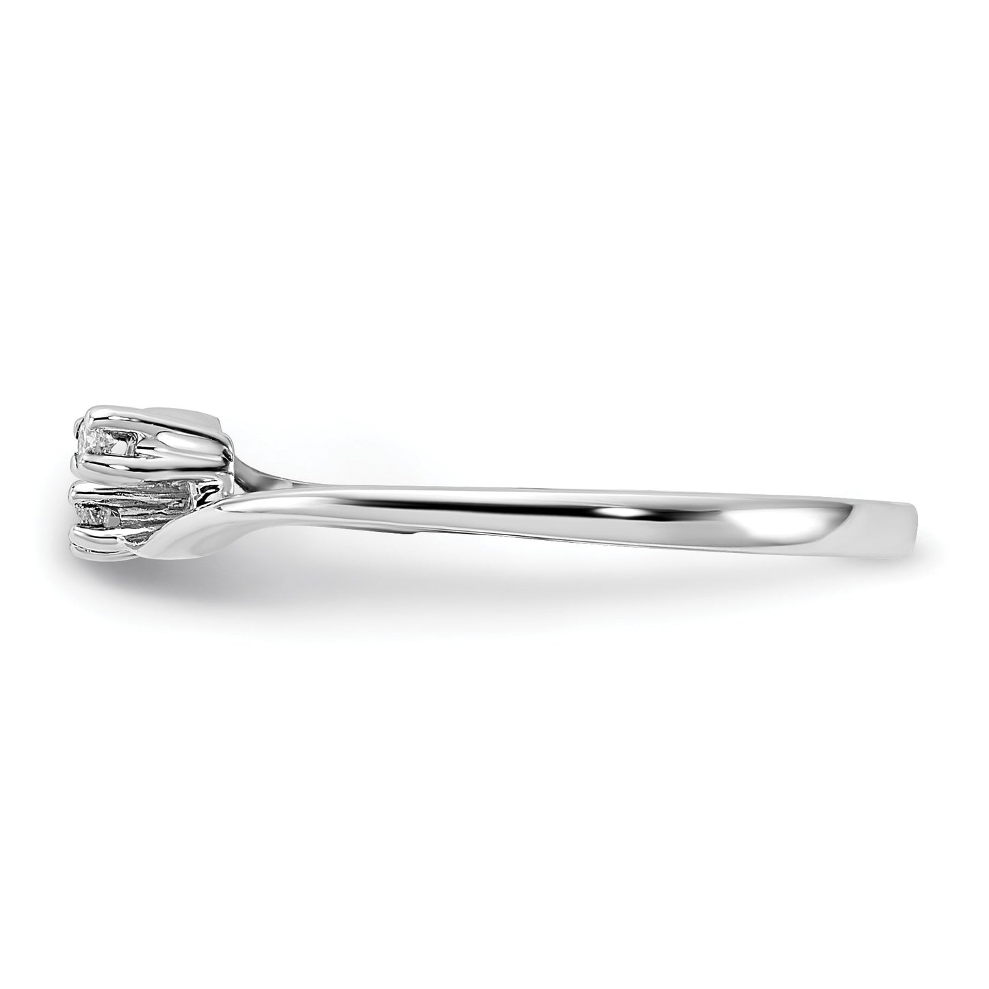 14k White Gold Polished 2-Stone AA Diamond Bypass Ring