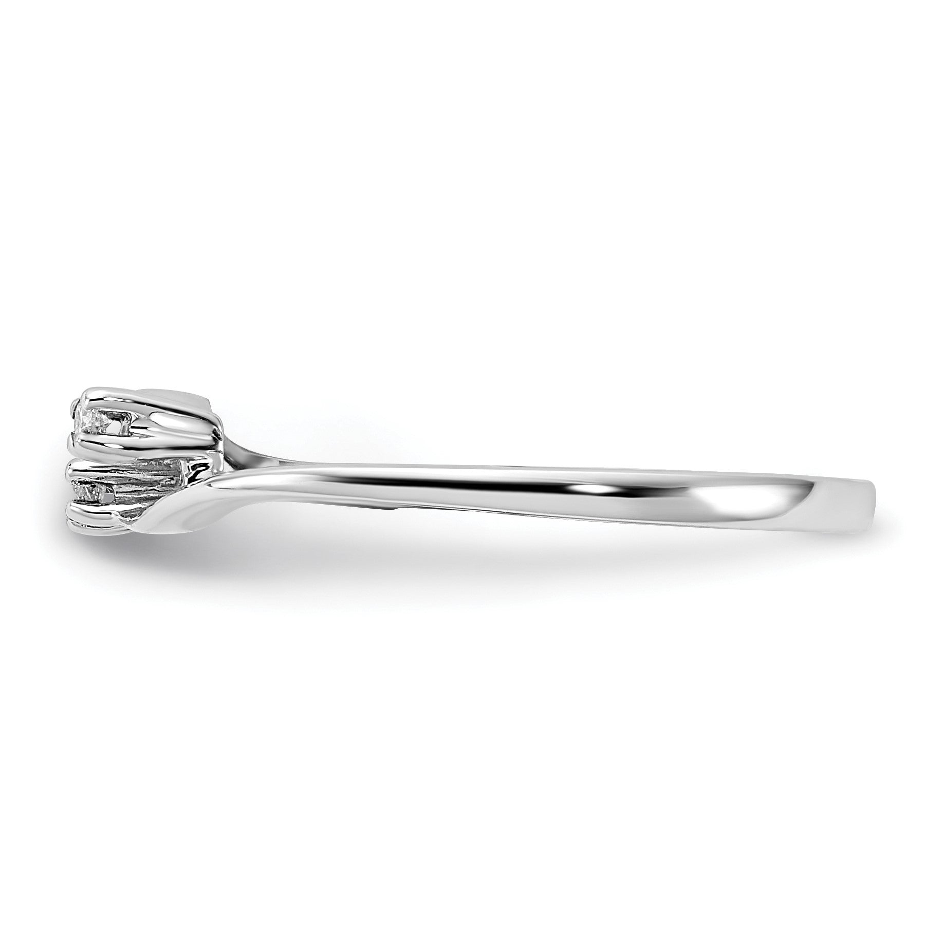 14k White Gold Polished 2-Stone AA Diamond Bypass Ring