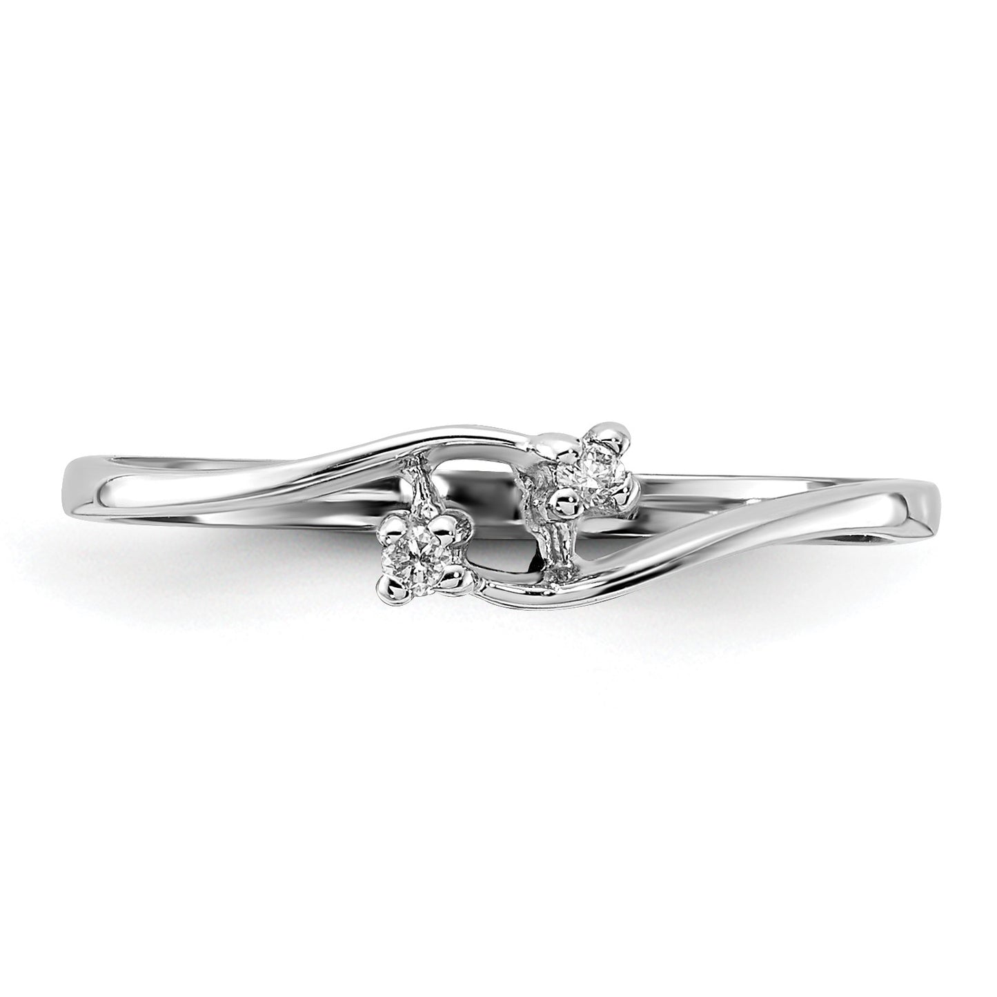 14k White Gold Polished 2-Stone AA Diamond Bypass Ring