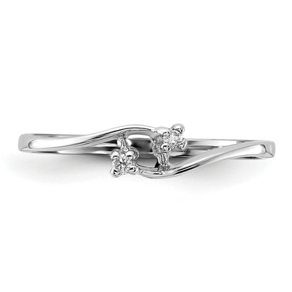 14k White Gold Polished 2-Stone AA Diamond Bypass Ring