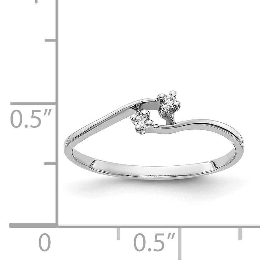 14k White Gold Polished 2-Stone AA Diamond Bypass Ring