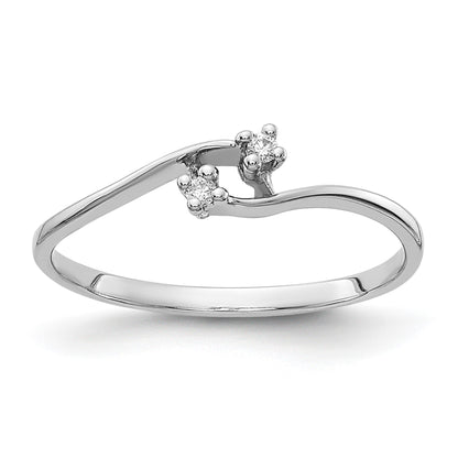 14k White Gold Polished 2-Stone AA Diamond Bypass Ring