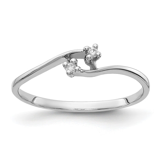 14k White Gold Polished 2-Stone AA Diamond Bypass Ring