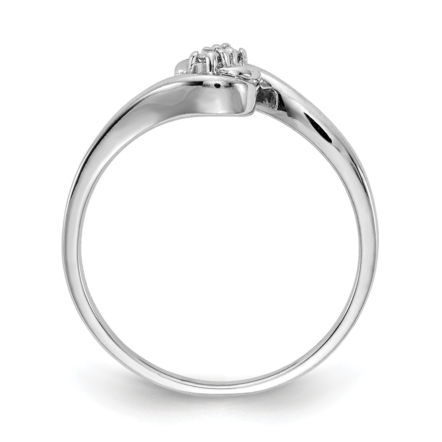 14k White Gold Polished 2-Stone AA Diamond Bypass Ring