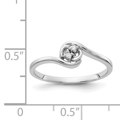 14k White Gold Polished 2-Stone AA Diamond Bypass Ring