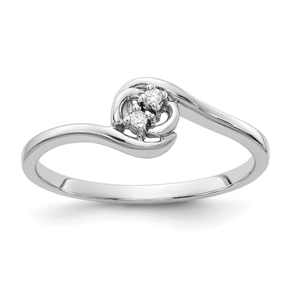 14k White Gold Polished 2-Stone AA Diamond Bypass Ring