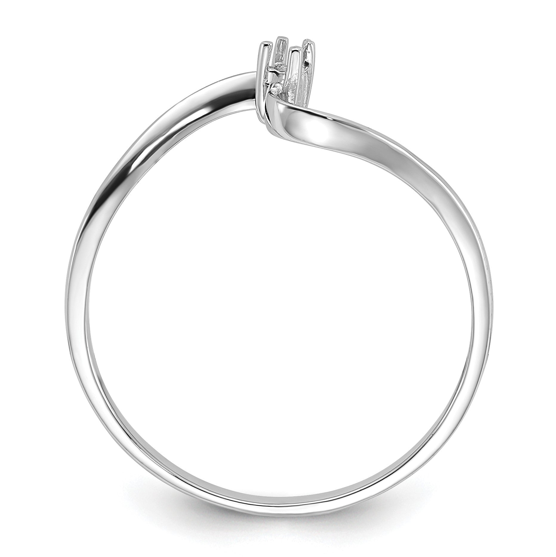 14k White Gold Polished .01ct. Diamond Curved Ring Mounting